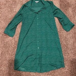 CAbi Green Patterned shirt dress